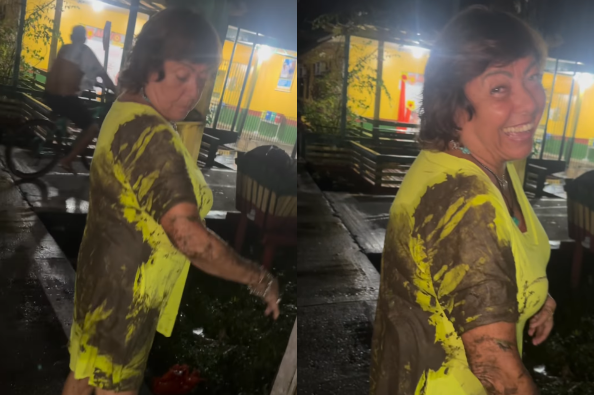 VÍDEO: Turista leva tombo no Pará, fica coberta de lama e reação diverte web