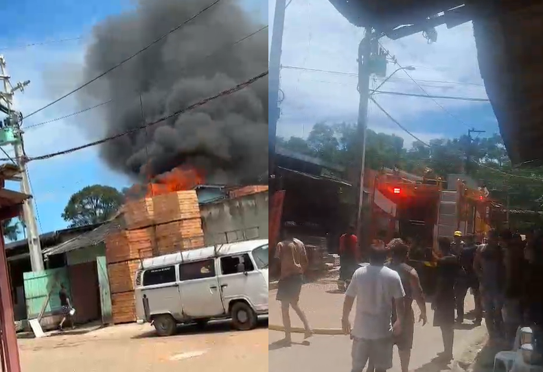 Incêndio atinge loja de materiais de construção no bairro 40 Horas, em Ananindeua