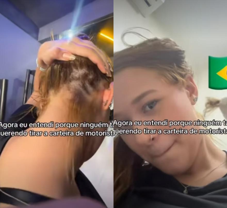 Mulher viraliza ao ter mecha de cabelo cortada para exame toxicológico para tirar CNH