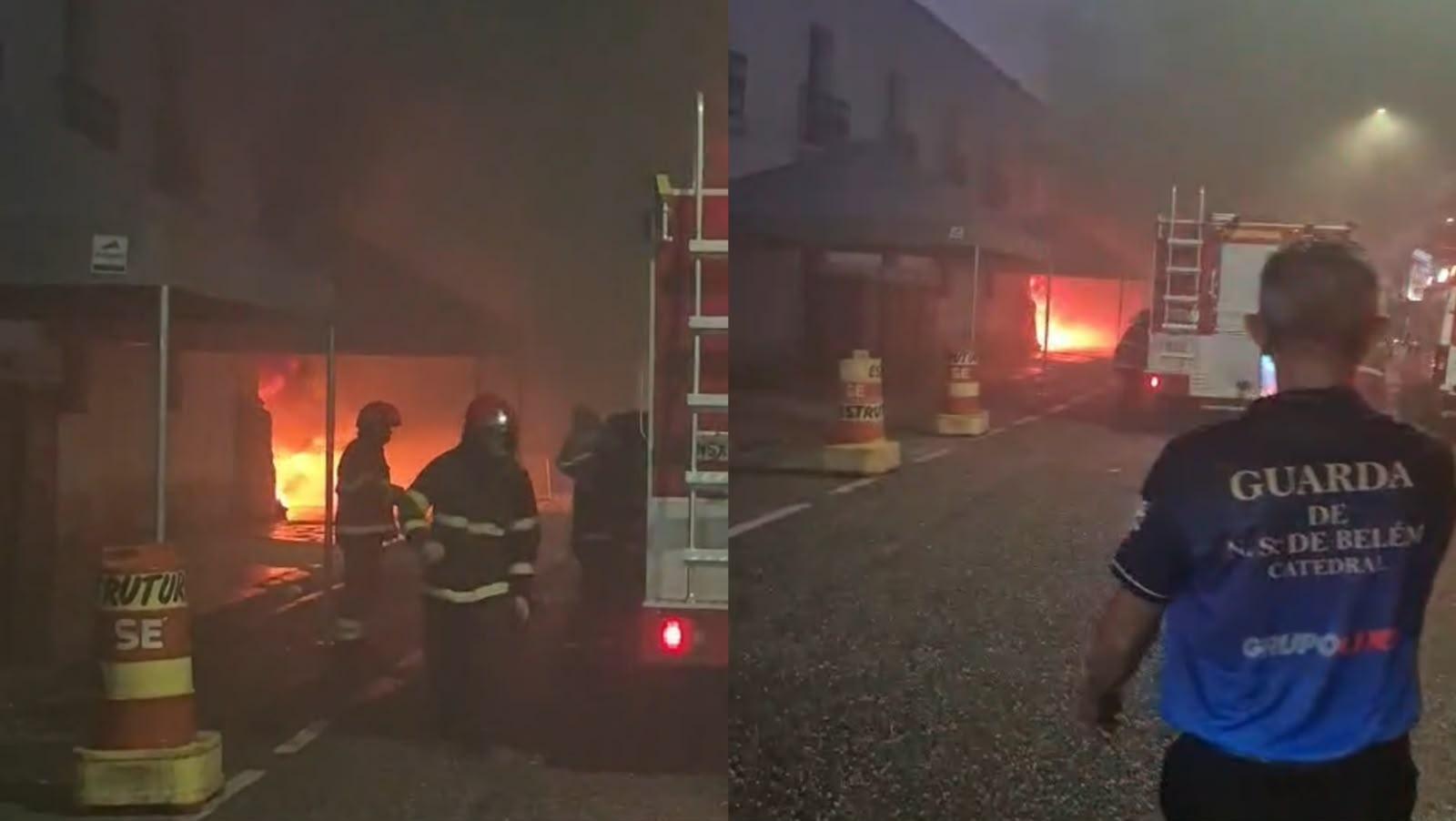 Van pega fogo nas proximidades da Catedral Metropolitana de Belém