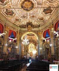 Matriz de Nossa Senhora do Pilar, em Ouro Preto. Interior da igreja é decorado com mala de 400 kg de ouro.
