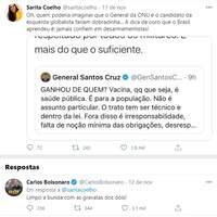 O de Santos Cruz post foi compartilhado por Moro e virou alvo das declarações de Carlos