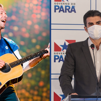 Chris Martin, vocalista do Coldplay e o governador do Pará, Helder Barbalho