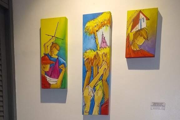 Telas de Gerson Pinto na exposição 'Santos Pintores de Vigia'