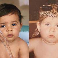 A foto mostra Marília criança ao lado do pequeno Léo, e a semelhança entre os dois impressionou os internautas