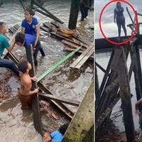 As imagens de um vídeo que circula nas redes sociais, mostram o momento em que os estudantes saem da água e uma garota pede ajuda, pois não sabia nadar.