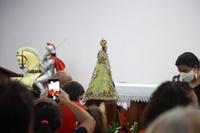 Imagens de Nossa Senhora de Nazaré e de São Jorge se encontraram na chegada da Peregrina à paróquia do santo