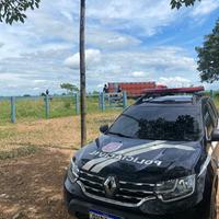 Viatura da Polícia Civil na zona rural de Marabá, neste sábado (14), à procura de criança de 10 anos desaparecida desde o dia 11
