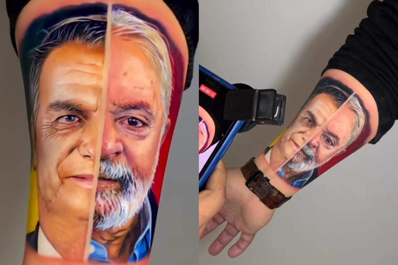 Paraense viraliza ao fazer tatuagem realista com o rosto de Helder