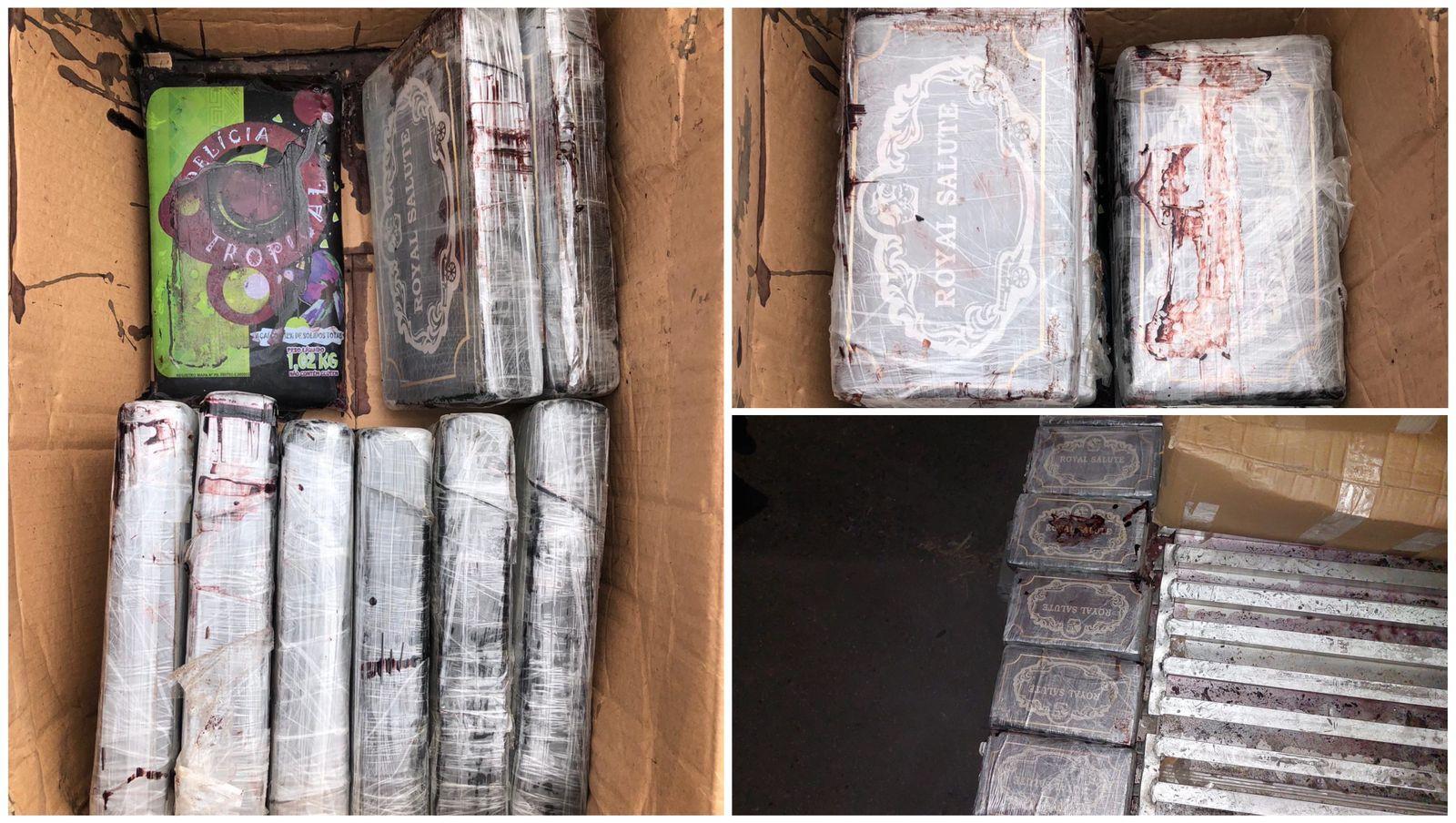 Imagem da coca&iacute;na apreendida no m&ecirc;s de Junho, em Portugal, escondida em carga de a&ccedil;a&iacute;