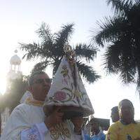 A Imagem Peregrina da Virgem de Nazaré participou da última missa antes de uma procissão da quadra nazarena de 2022 nesta segunda (24)