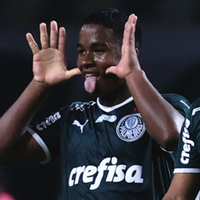 Endrick comemorou o gol feito na partida entre Palmeiras x Fortaleza