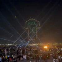 Homenagem a Pelé feita com drones durante a Copa do Mundo no Catar