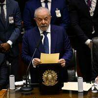 Lula durante seu discurso após ser empossado na Câmara dos Deputados