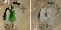 Comparação entre duas fotos tiradas de um mesmo rio, feitas em 2018 e 2000. Foto: NASA Earth Observatory via AP