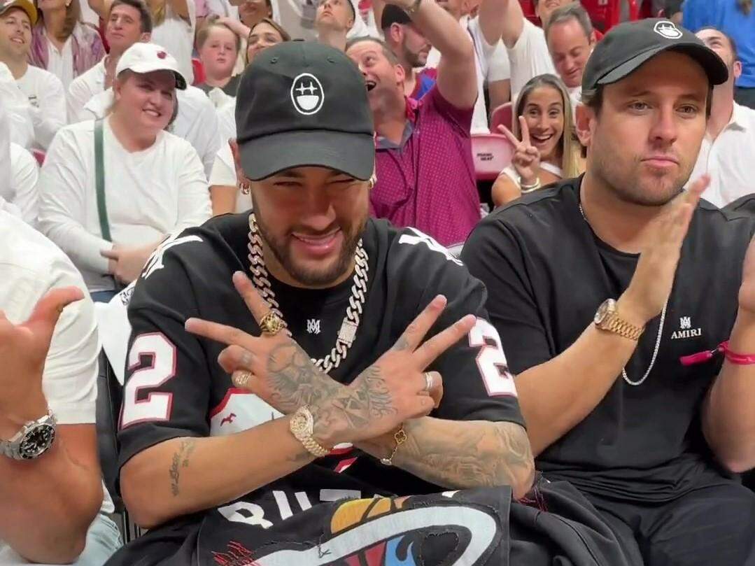 Neymar marca presença no jogo 3 das finais da NBA em Miami, nba