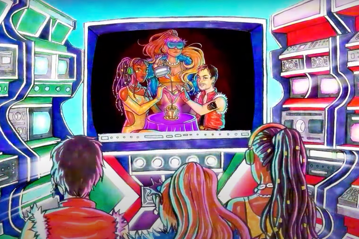 Um dos trechos do videoclipe faz referências às festas de aparelhagem em estilo retrô