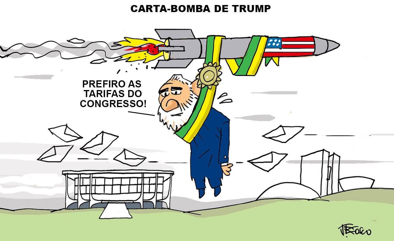 Carta bomba tarifária de Trump para o Brasil | Charges | O Liberal