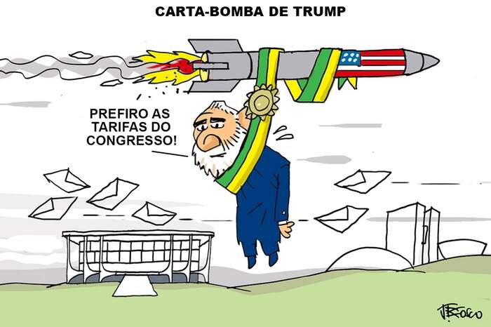 Carta bomba tarifária de Trump para o Brasil | Charges | O Liberal