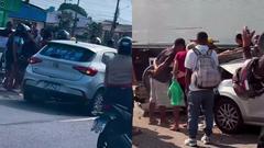 Acidente deixa carro capotado na BR-316, em Ananindeua