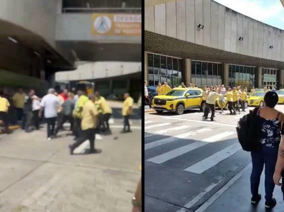 Briga entre taxistas no Aeroporto do Galeão tem socos e chutes