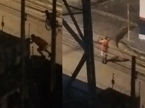 Homem invade torre de telefonia e furta fiação durante a madrugada em Belém.
