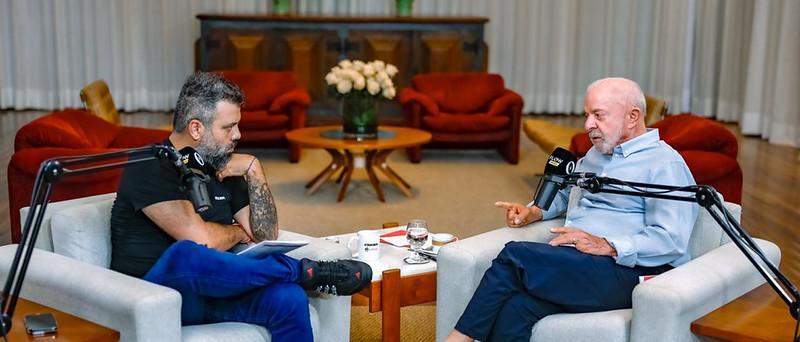 Lula durante entrevista ao Flow Podcast, no Palácio da Alvorada.