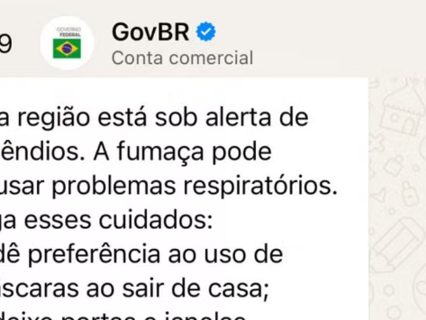 Governo Federal dispara alerta no WhatsApp sobre incêndios no Amazonas.