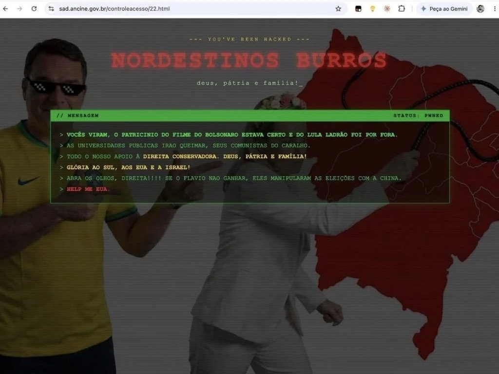 Site da Ancine é hackeado e exibe ataques a nordestinos e universidades