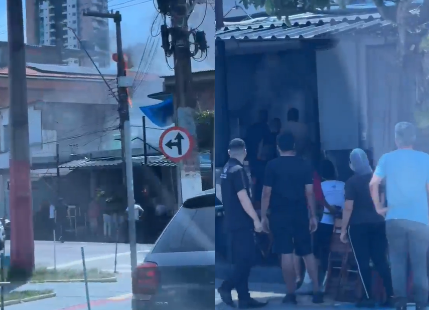 Incêndio em poste assusta clientes e funcionários de churrascaria em Belém.