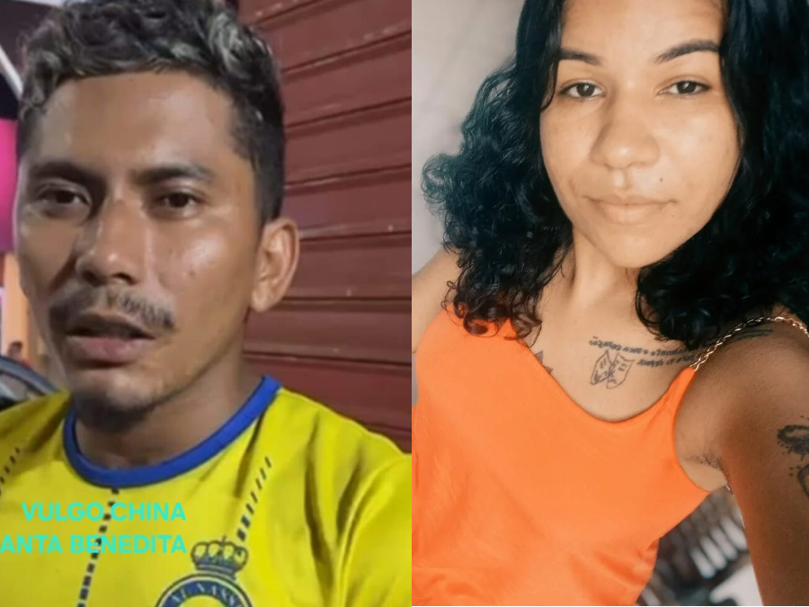 A imagem mostra José Augusto da Silva Costa e uma mulher identificada como Sandiele. Os dois foram assassinados em diferentes casos de homicídio em Altamira.