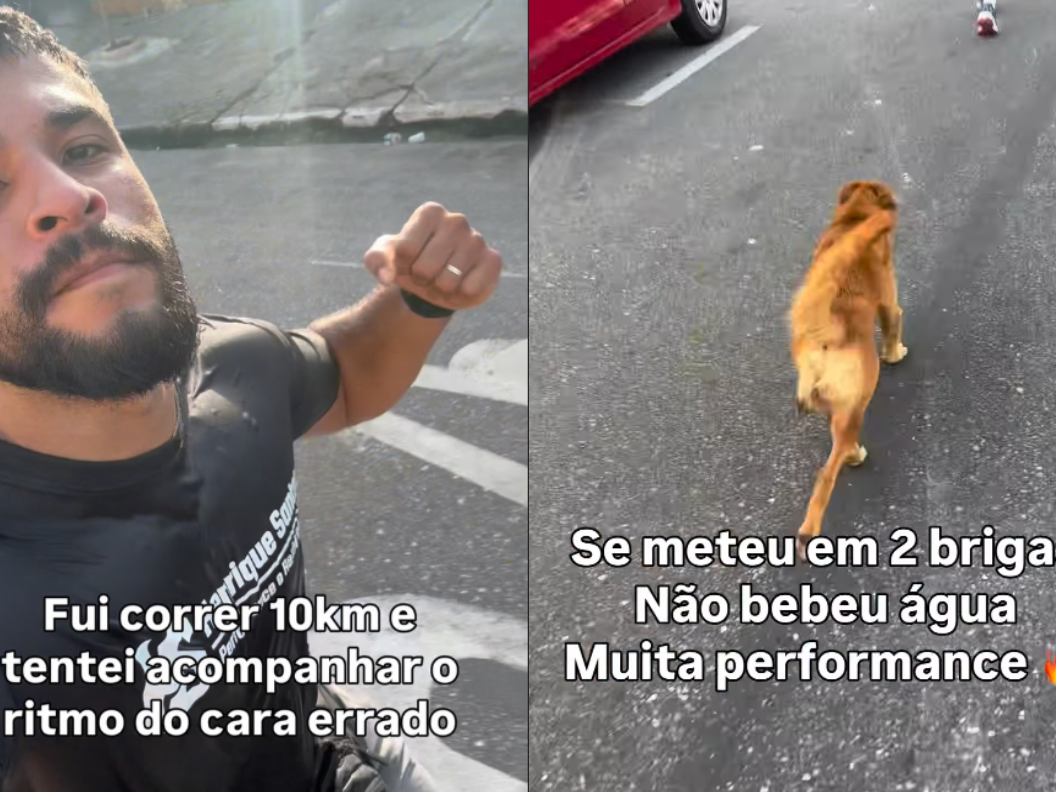 Cãozinho rouba a cena na Corrida do Círio e vira 'referência' entre corredores