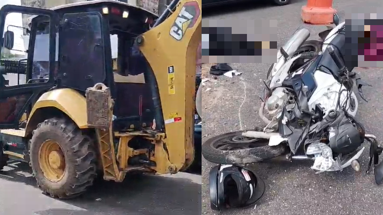 Casal fica gravemente ferido após motocicleta atingir trator em Ananindeua.