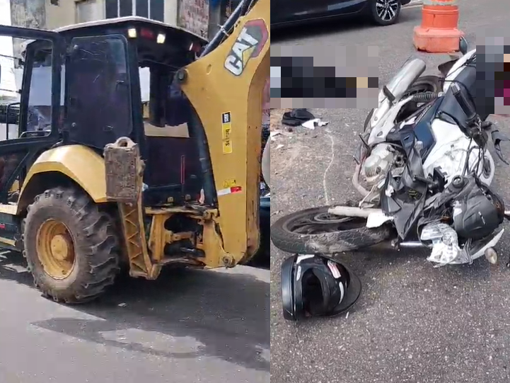 Casal fica gravemente ferido após motocicleta atingir trator em Ananindeua.