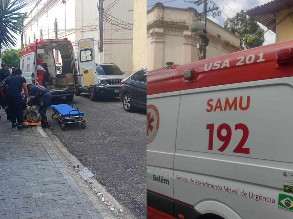 A imagem em destaque mostra a vítima sendo atendida pelo Samu.