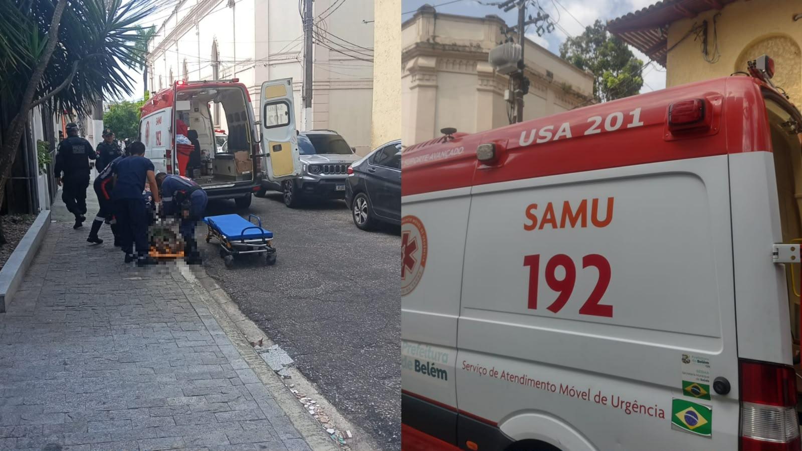 A imagem em destaque mostra a vítima sendo atendida pelo Samu.