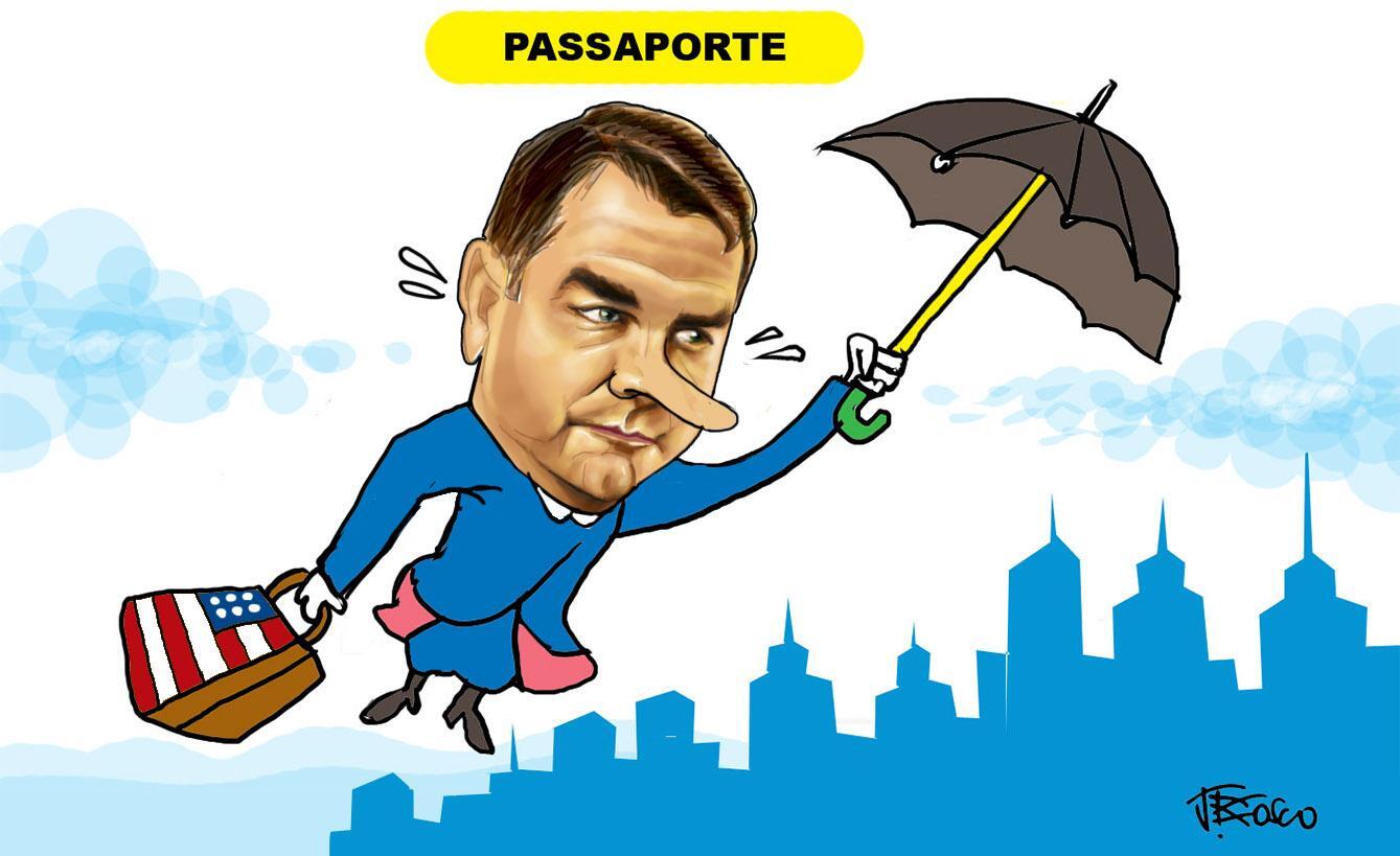 Fuga de Flavio Bolsonaro para os EUA debaixo de guarda chuva