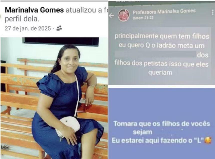 Professora foi afastada após divulgar mensagens incentivando violência sexual contra crianças.